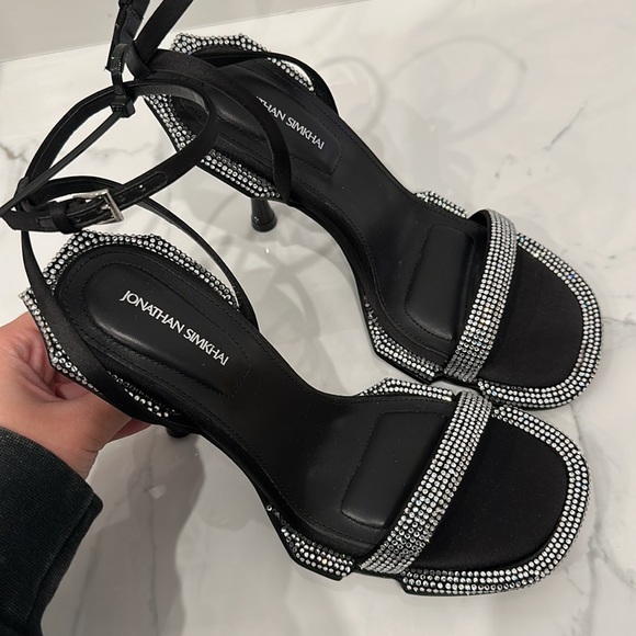 Jonathan Simkhai Crystal Satin Heels - Picture 8 of 9